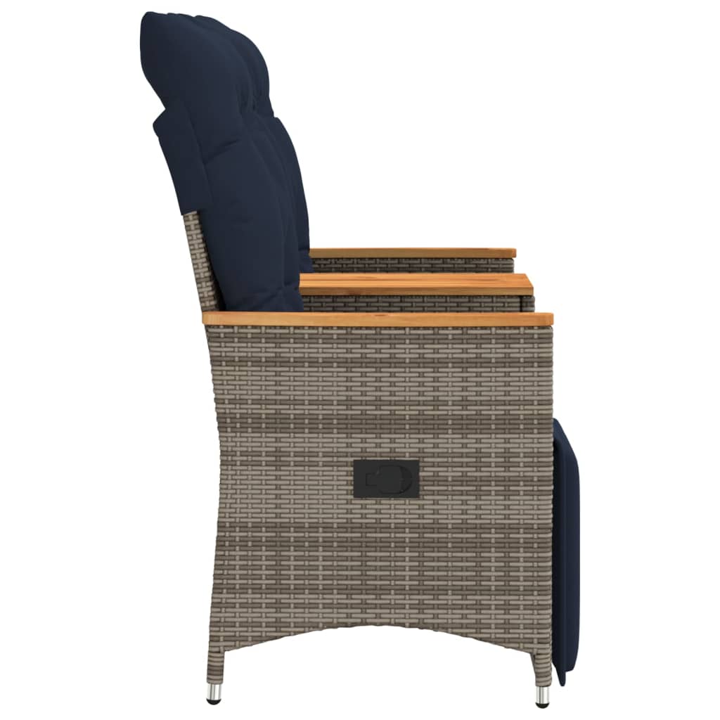 Divano da giardino reclinabile a 2 posti con tavolo grigio in polyrattan | homemem39