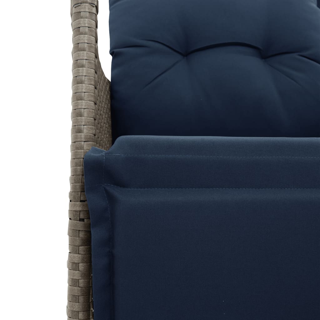 Divano da giardino reclinabile a 2 posti con tavolo grigio in polyrattan | homemem39