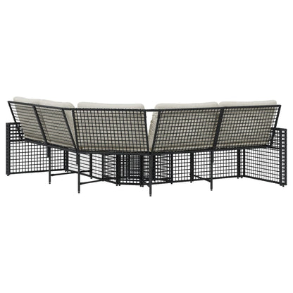 Divano da Giardino a L con Cuscini e Pouf in Polyrattan