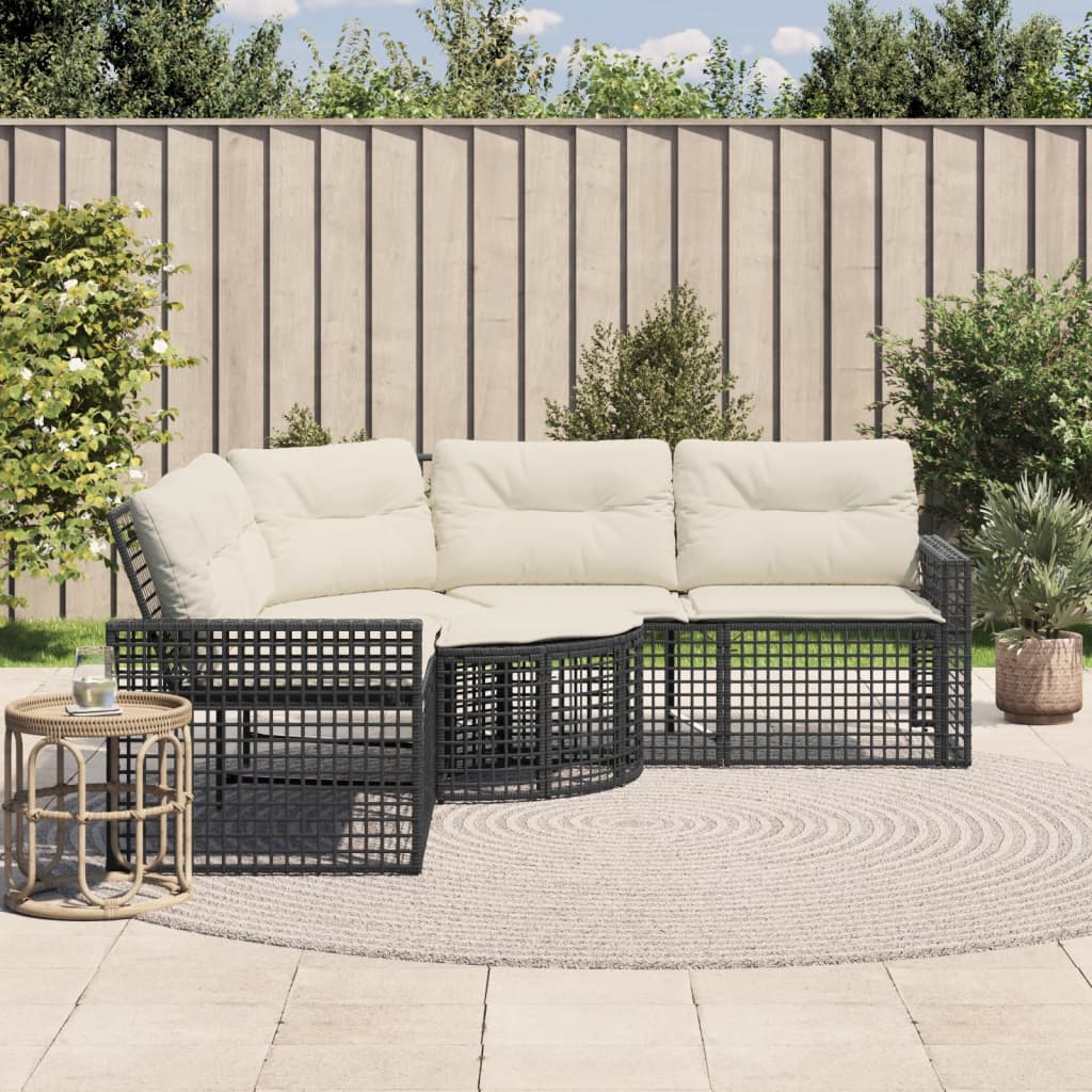 Divano da Giardino a L con Cuscini e Pouf in Polyrattan