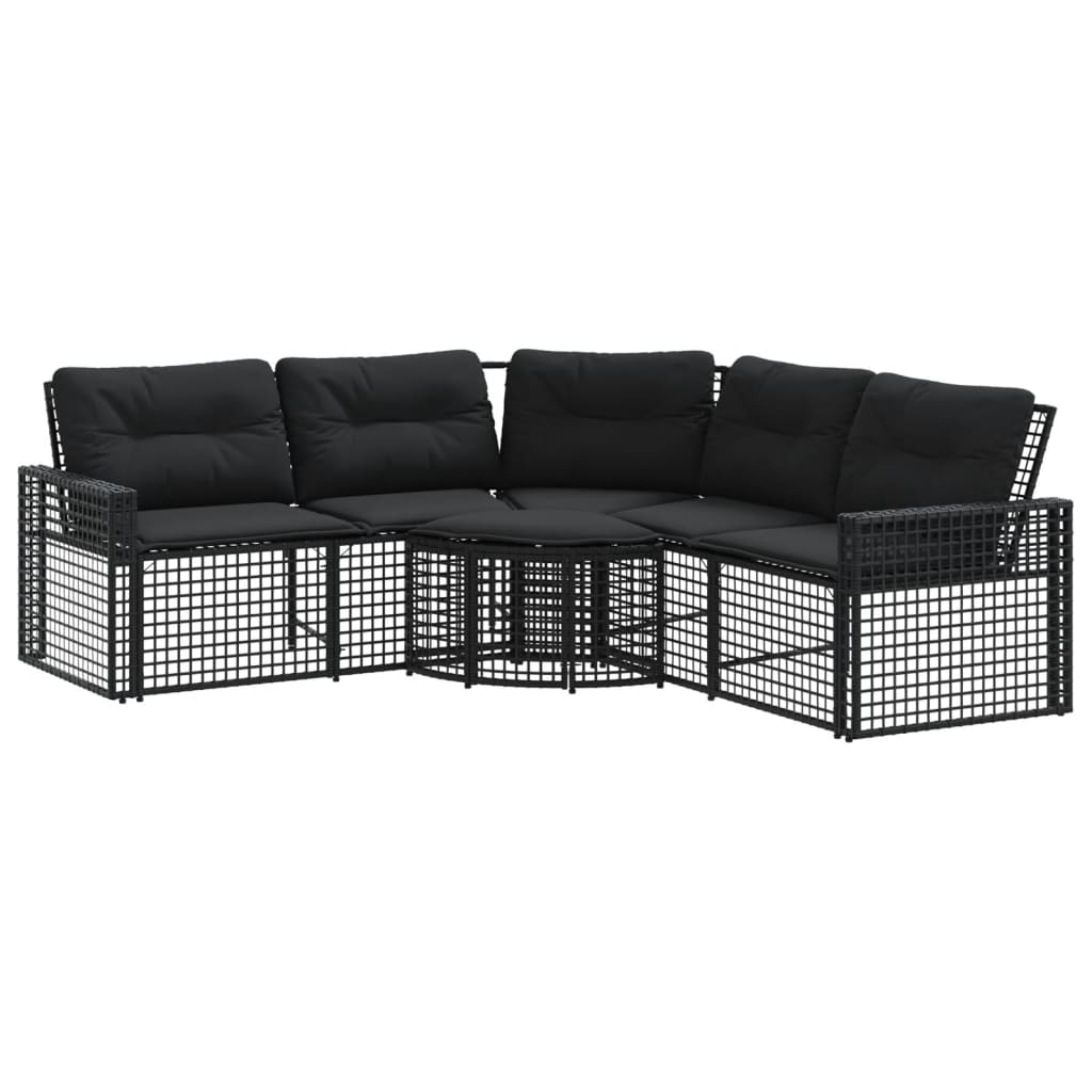 Divano da Giardino a L con Cuscini e Pouf in Polyrattan