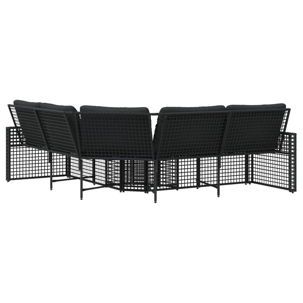 Divano da Giardino a L con Cuscini e Pouf in Polyrattan
