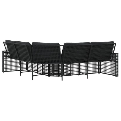 Divano da Giardino a L con Cuscini e Pouf in Polyrattan
