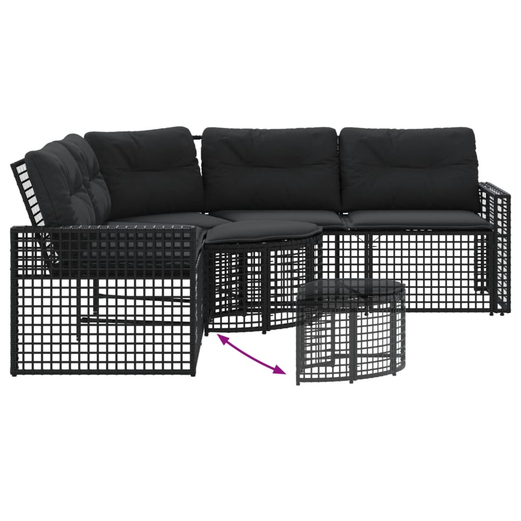 Divano da Giardino a L con Cuscini e Pouf in Polyrattan