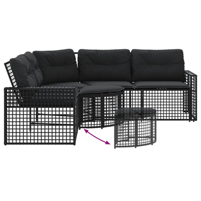 Divano da Giardino a L con Cuscini e Pouf in Polyrattan