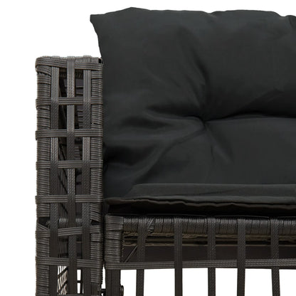 Divano da Giardino a L con Cuscini e Pouf Nero in Polyrattan | homemem39