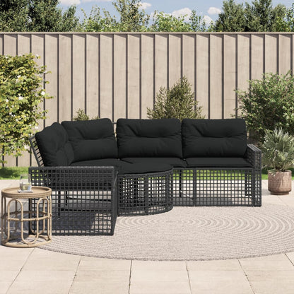 Divano da Giardino a L con Cuscini e Pouf in Polyrattan