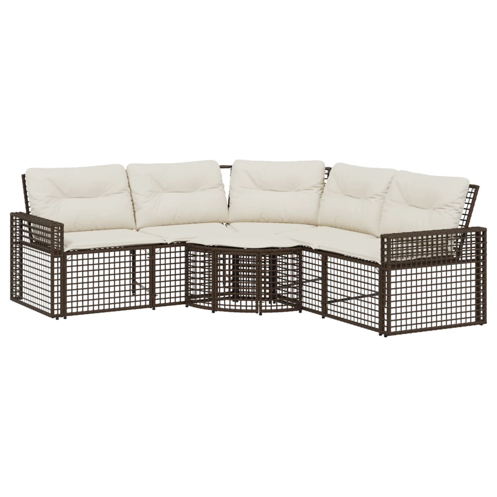 Divano da Giardino a L con Cuscini e Pouf in Polyrattan