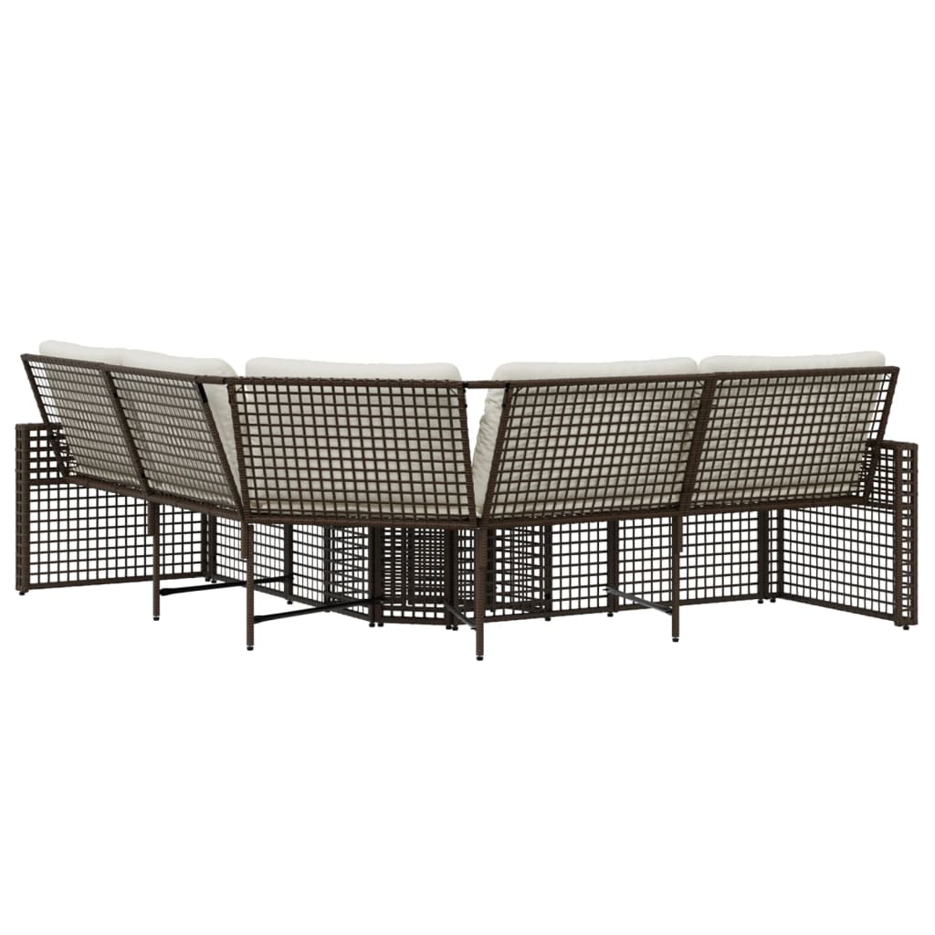 Divano da Giardino a L con Cuscini e Pouf in Polyrattan