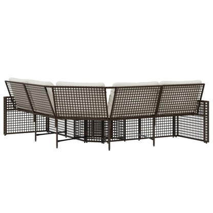 Divano da Giardino a L con Cuscini e Pouf in Polyrattan