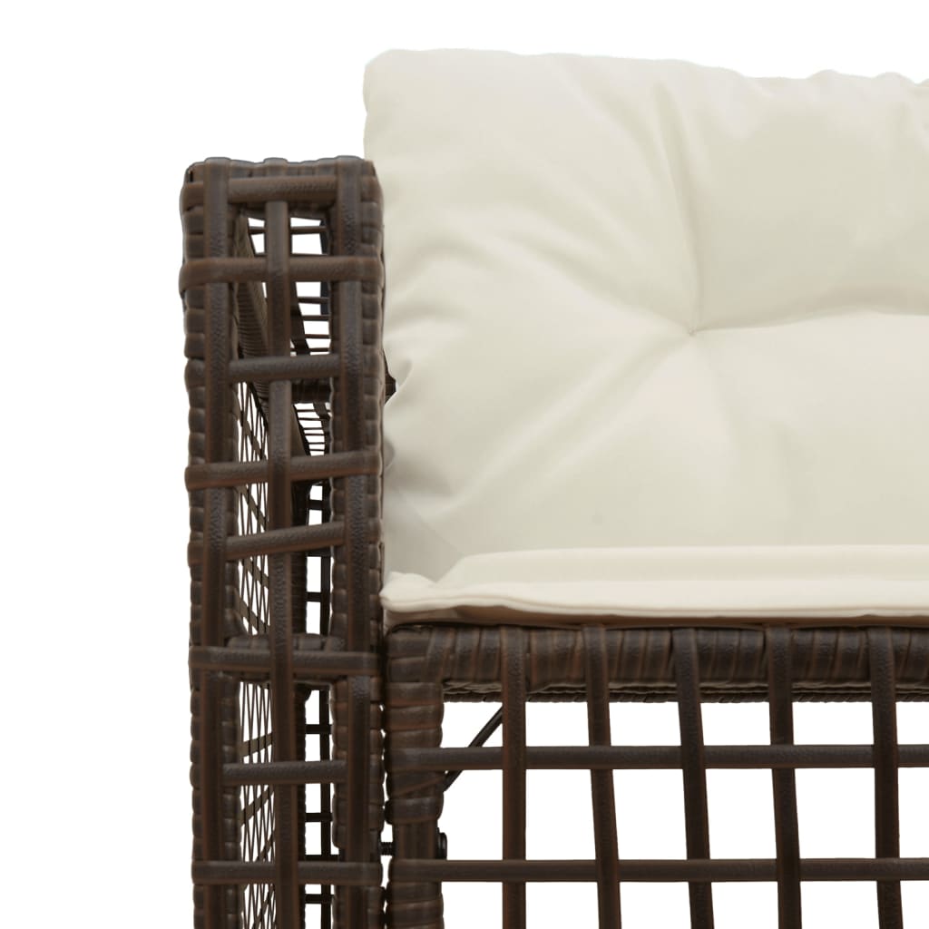 Divano da Giardino a L con Cuscini e Pouf Marrone in Polyrattan | homemem39