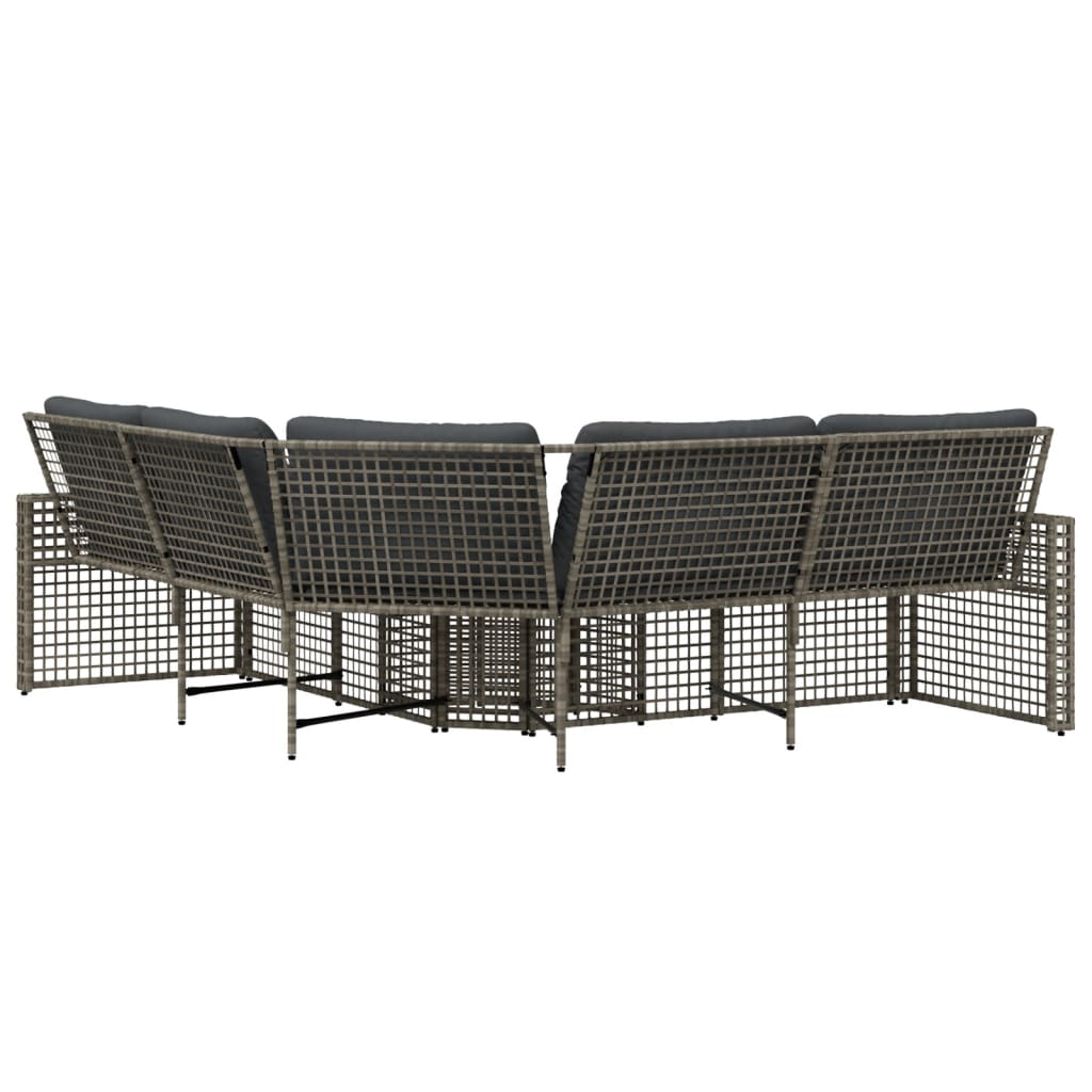 Divano da Giardino a L con Cuscini e Pouf in Polyrattan