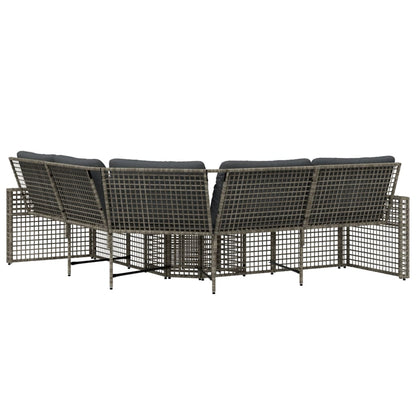 Divano da Giardino a L con Cuscini e Pouf in Polyrattan