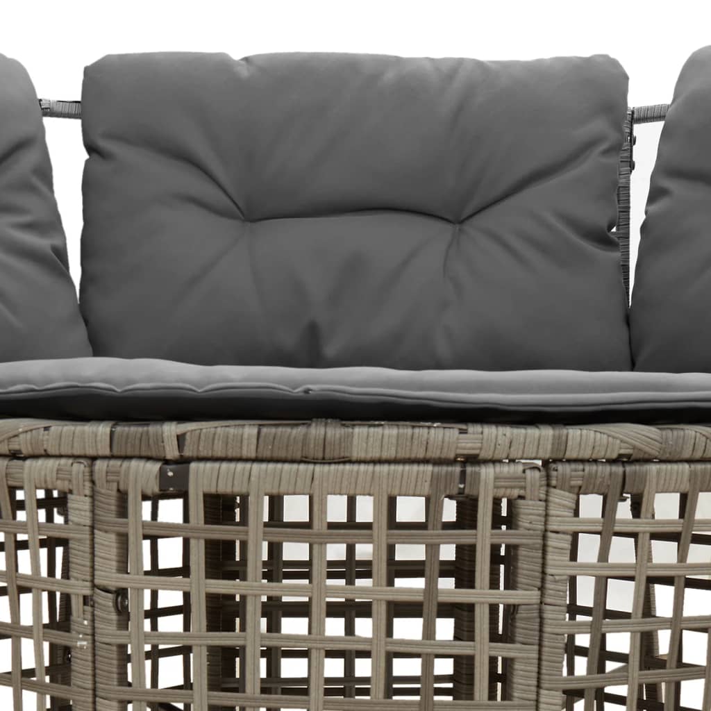 Divano da Giardino a L con Cuscini e Pouf Grigio in Polyrattan | homemem39