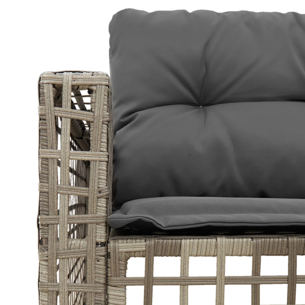 Divano da Giardino a L con Cuscini e Pouf Grigio in Polyrattan | homemem39