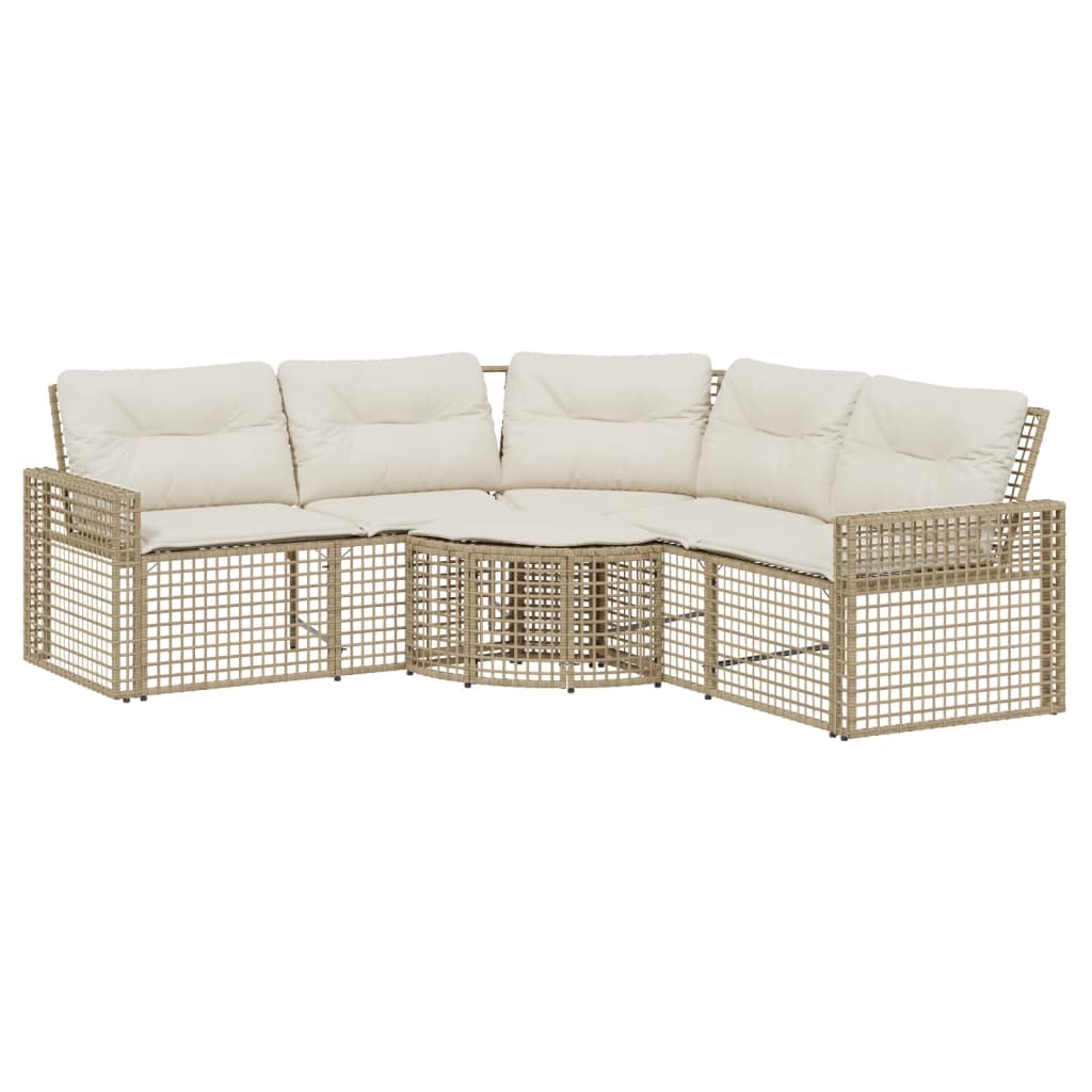Divano da Giardino a L con Cuscini e Pouf in Polyrattan