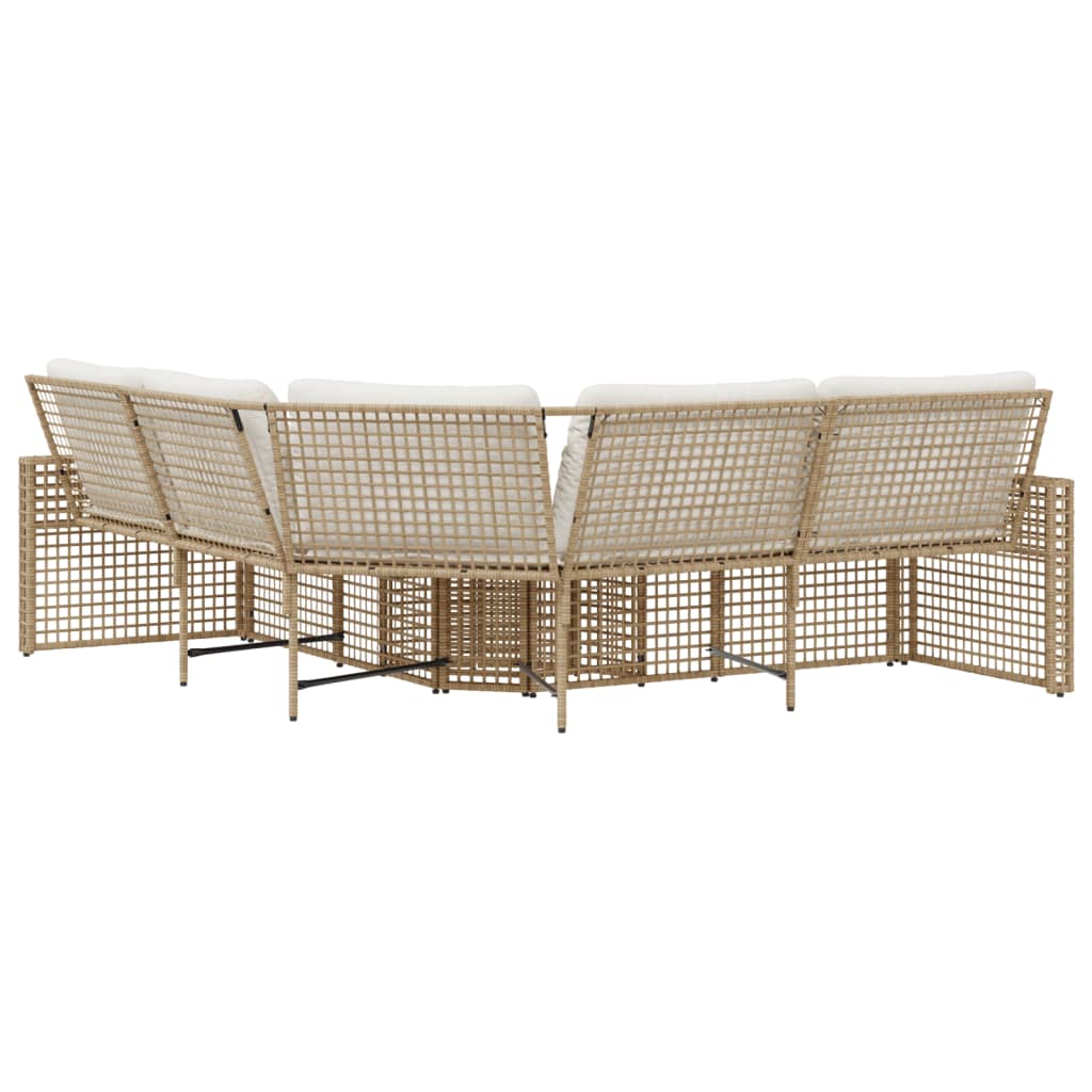 Divano da Giardino a L con Cuscini e Pouf in Polyrattan