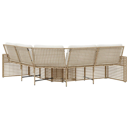 Divano da Giardino a L con Cuscini e Pouf in Polyrattan