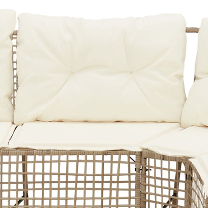 Divano da Giardino a L con Cuscini e Pouf Beige in Polyrattan | homemem39