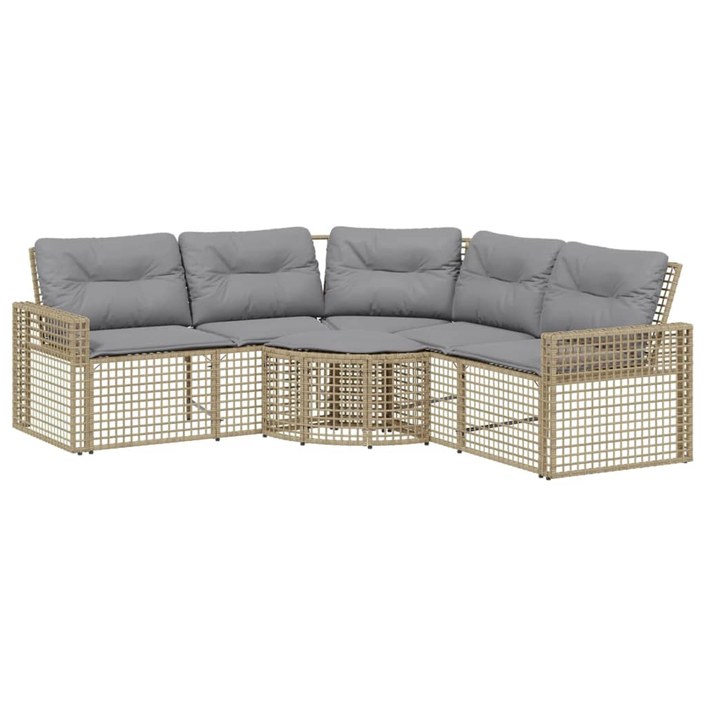 Divano da Giardino a L con Cuscini e Pouf in Polyrattan