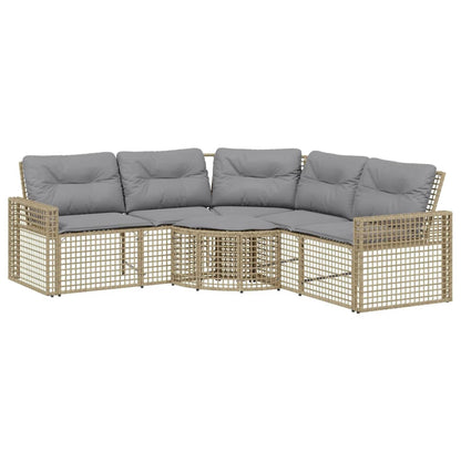 Divano da Giardino a L con Cuscini e Pouf in Polyrattan
