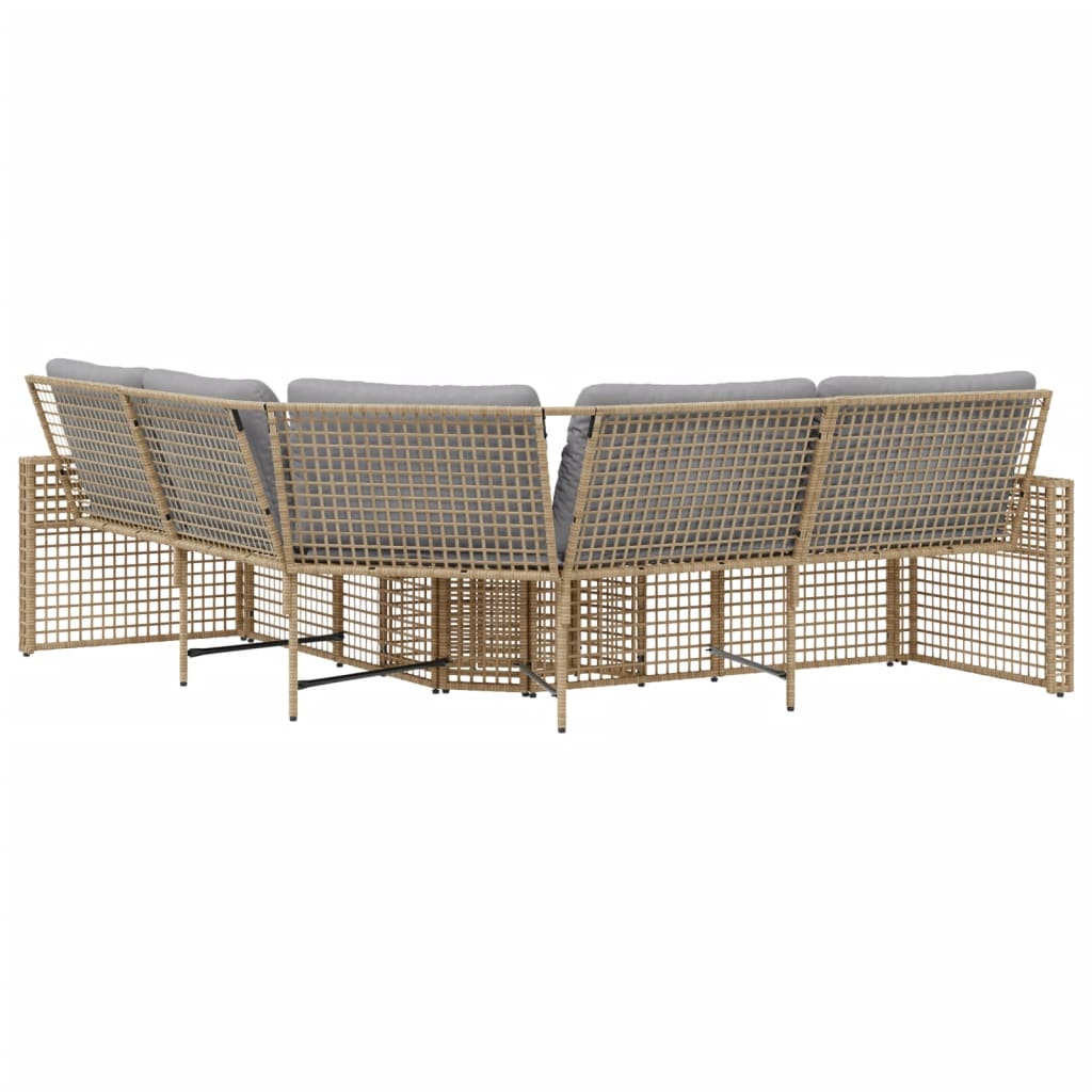 Divano da Giardino a L con Cuscini e Pouf in Polyrattan