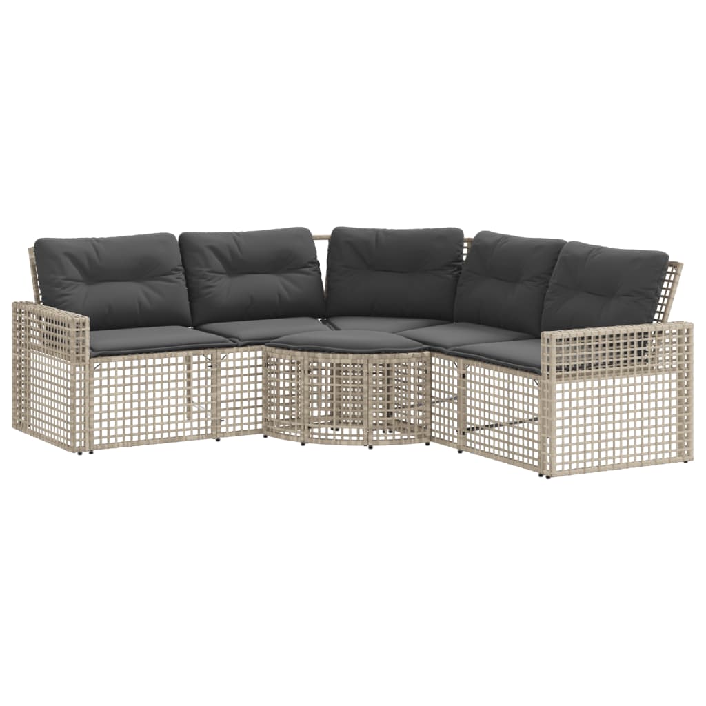 Divano da Giardino a L Cuscini e Pouf Grigio Chiaro Polyrattan | homemem39