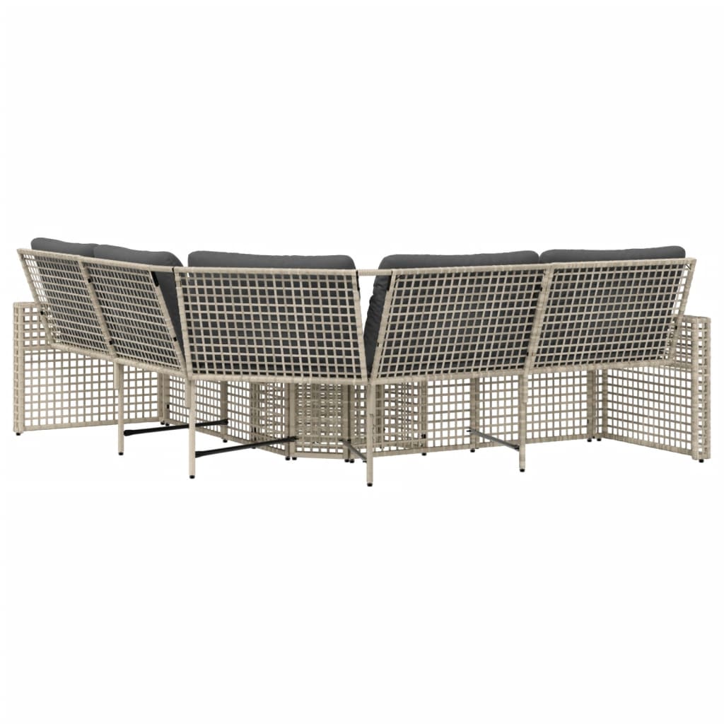 Divano da Giardino a L con Cuscini e Pouf in Polyrattan
