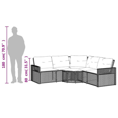 Divano da Giardino a L Cuscini e Pouf Grigio Chiaro Polyrattan | homemem39