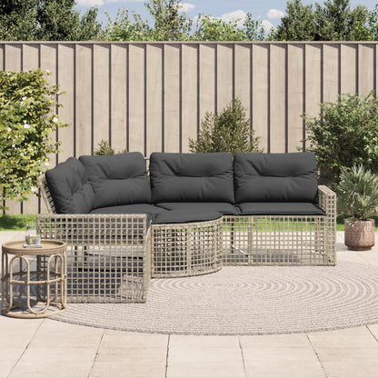 Divano da Giardino a L Cuscini e Pouf Grigio Chiaro Polyrattan | homemem39