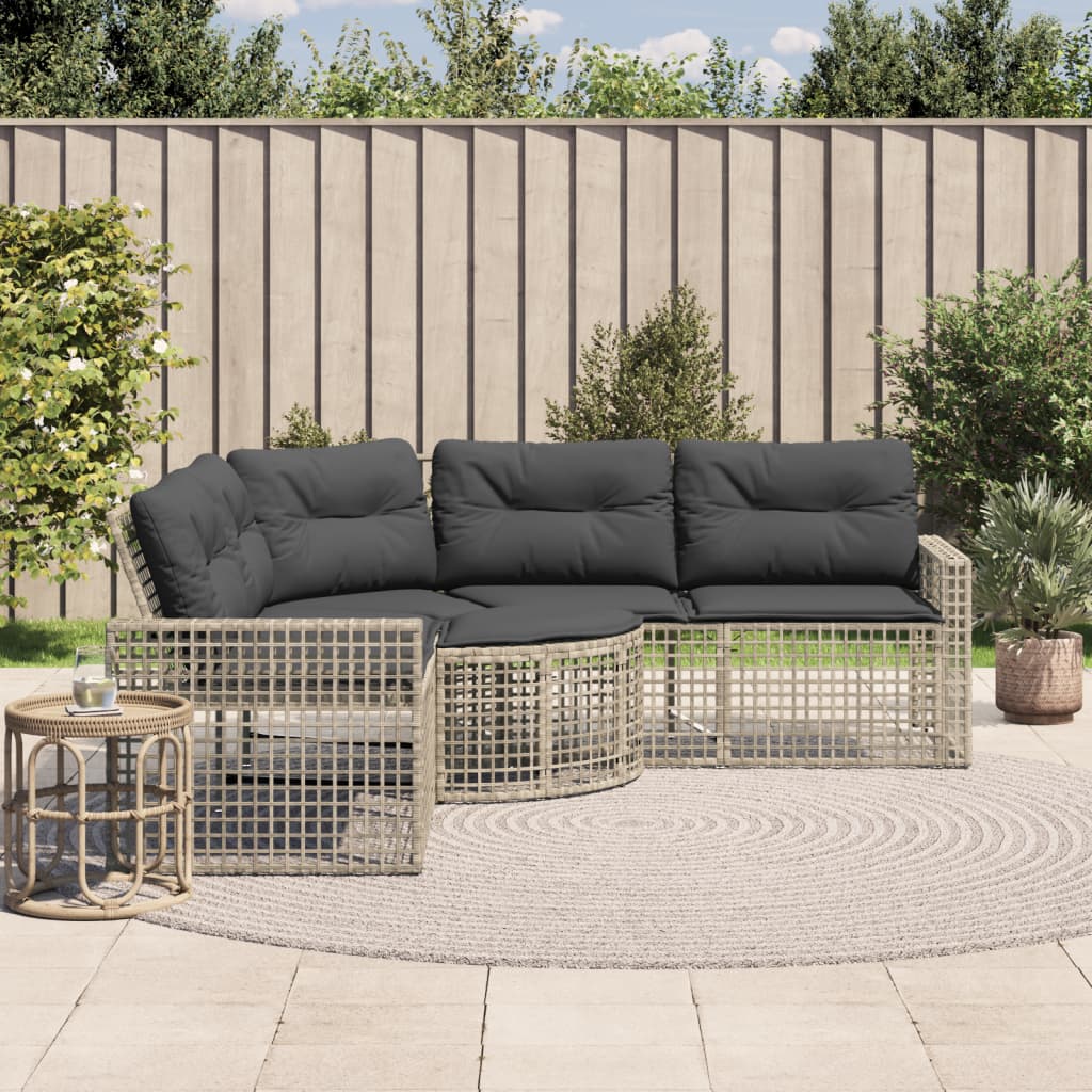Divano da Giardino a L con Cuscini e Pouf in Polyrattan