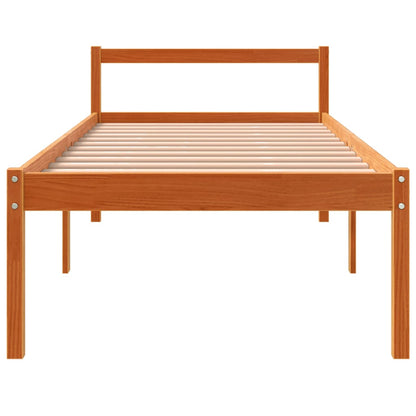 Letto per Anziani Marrone Cera 75x190 cm Legno Massello di Pino