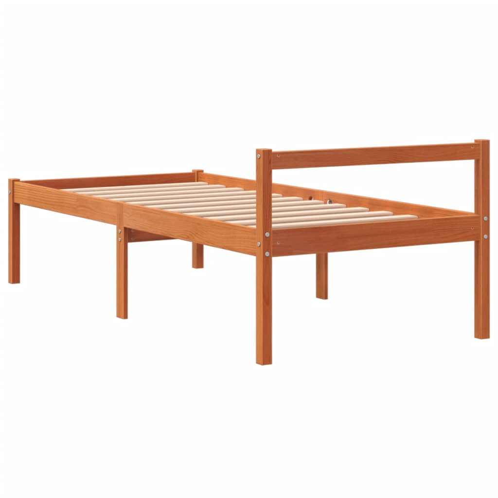 Letto per Anziani Marrone Cera 75x190 cm Legno Massello di Pino