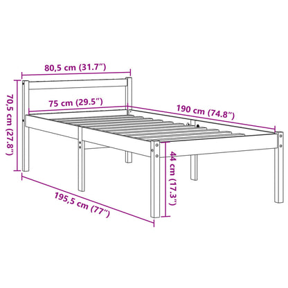 Letto per Anziani Marrone Cera 75x190 cm Legno Massello di Pino