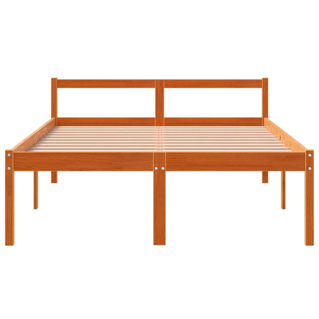 Letto per Anziani Marrone Cera 120x190cm Legno Massello di Pino