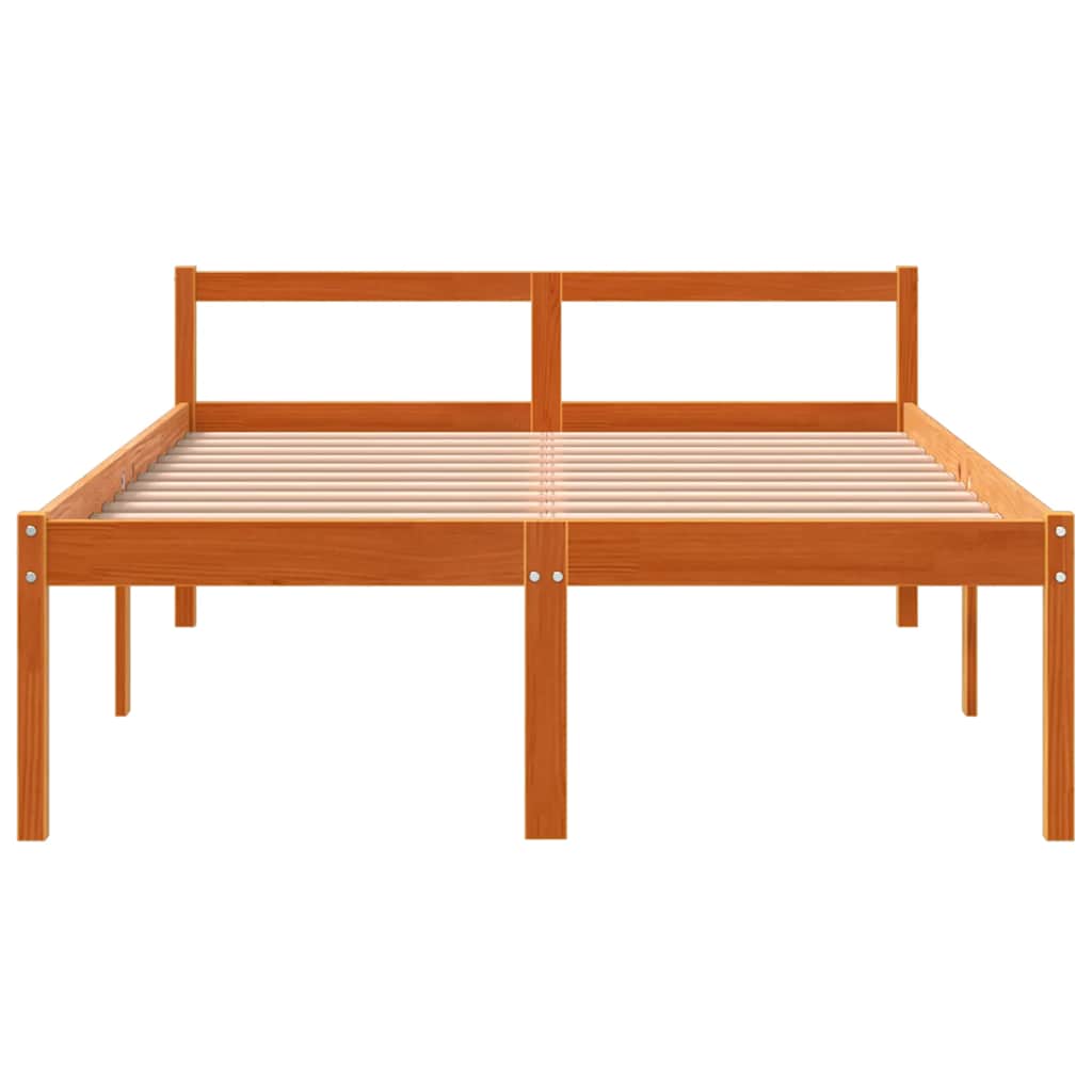 Letto per Anziani Marrone Cera 140x190 cm Legno Massello Pino