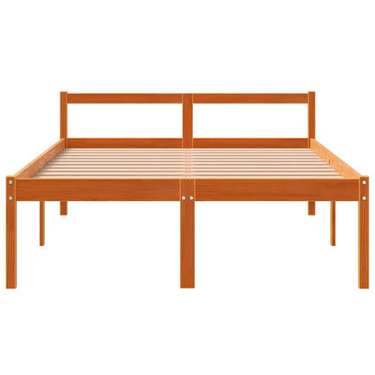 Letto per Anziani Marrone Cera 140x190 cm Legno Massello Pino