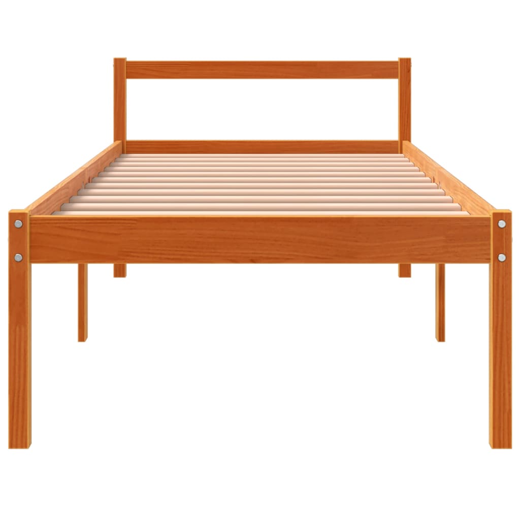 Letto per Anziani Marrone Cera 90x200 cm Legno Massello di Pino