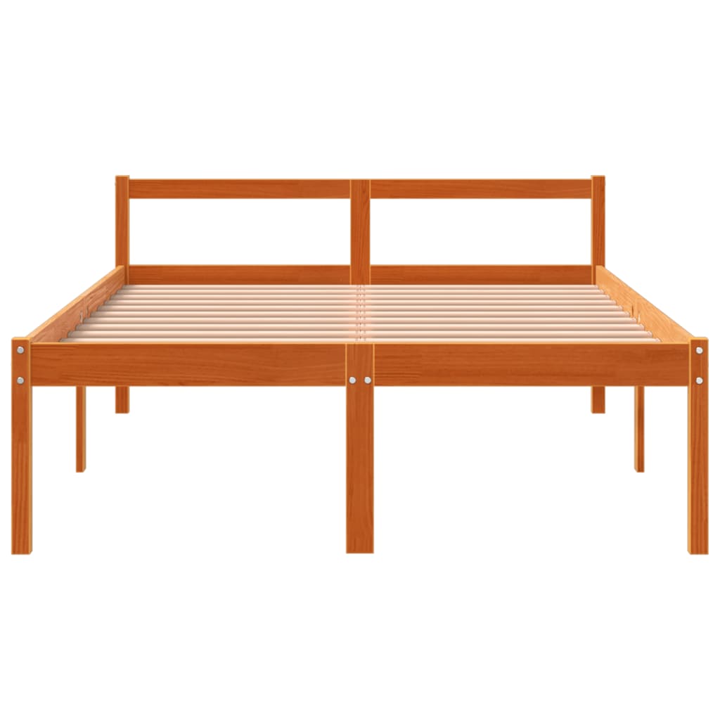 Letto per Anziani Marrone Cera 140x200cm Legno Massello di Pino
