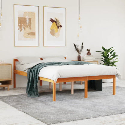 Letto per Anziani Marrone Cera 140x200cm Legno Massello di Pino