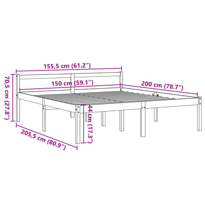 Letto per Anziani Marrone Cera 150x200cm Legno Massello di Pino