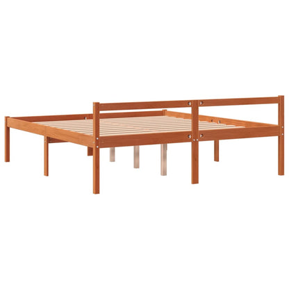 Letto per Anziani Marrone Cera 160x200cm Legno Massello di Pino