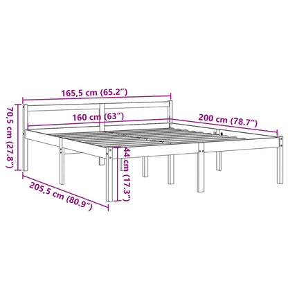 Letto per Anziani Marrone Cera 160x200cm Legno Massello di Pino