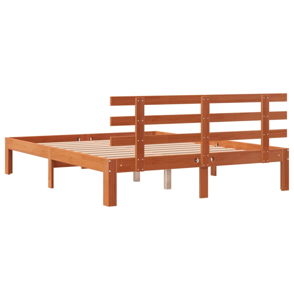 Letto senza Materasso Marrone Cera 140x190 cm in Legno di Pino - homemem39