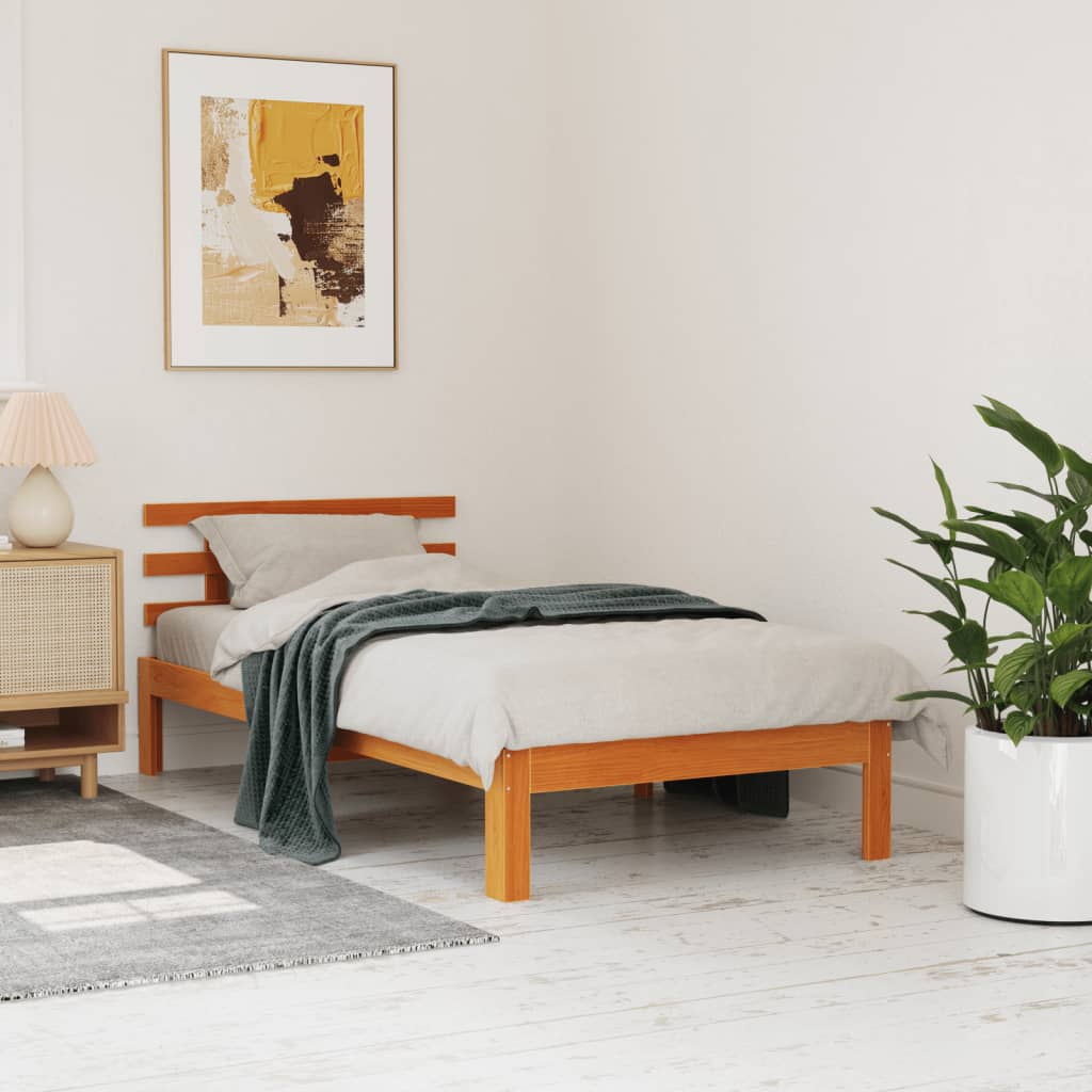 Letto senza Materasso Marrone Cera 90x200 cm Legno di Pino - homemem39