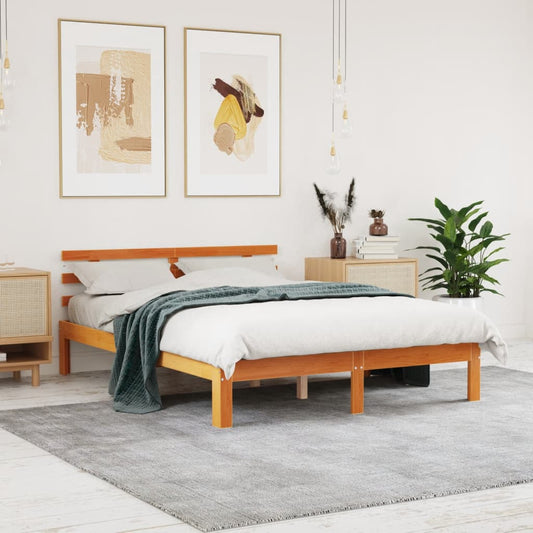 Letto senza Materasso Marrone Cera 120x200 cm in Legno di Pino - homemem39