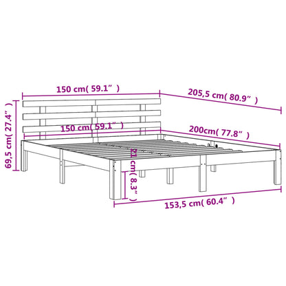 Letto senza Materasso Marrone Cera 150x200 cm in Legno di Pino - homemem39