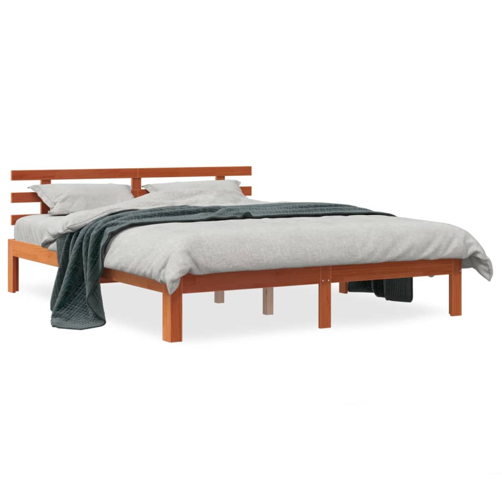 Letto senza Materasso Marrone Cera 160x200 cm in Legno di Pino - homemem39