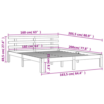 Letto senza Materasso Marrone Cera 160x200 cm in Legno di Pino - homemem39