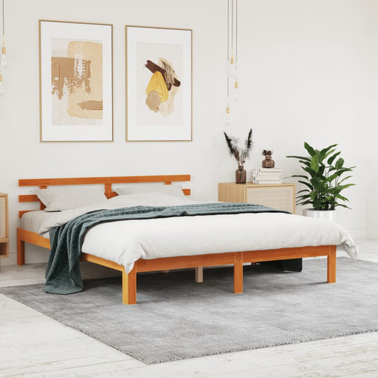 Letto senza Materasso Marrone Cera 160x200 cm in Legno di Pino - homemem39